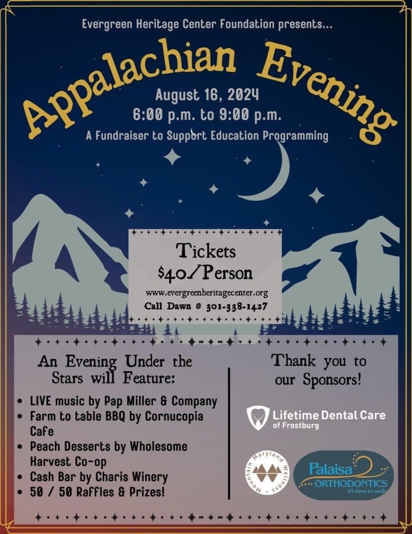 Appalachian Evening fundraiser with live music and food.